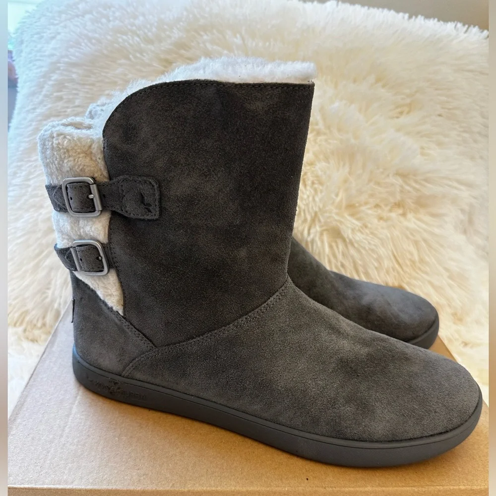 Koolaburra by UGG Victoria Short Suede Boots Gray Faux Fur Women’s Size 9 NWOT